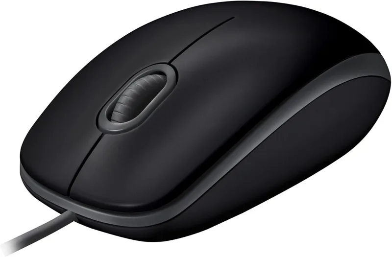 Logitech B110 trådbunden USB-mus, tysta knappar, bekväm design för full storlek, ambidextrous PC/Mac/laptop