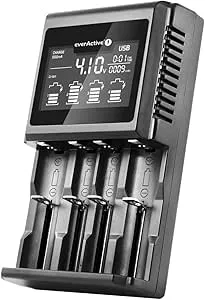 everActive laddare för 4 batterier 18650 AAA AA C D