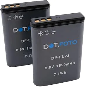 2 x Dot.Foto EN-EL23 Premium 3.8v / 1850mAh Kompatibelt Batteri för Nikon Coolpix B700, P600, P610, P900, S810c