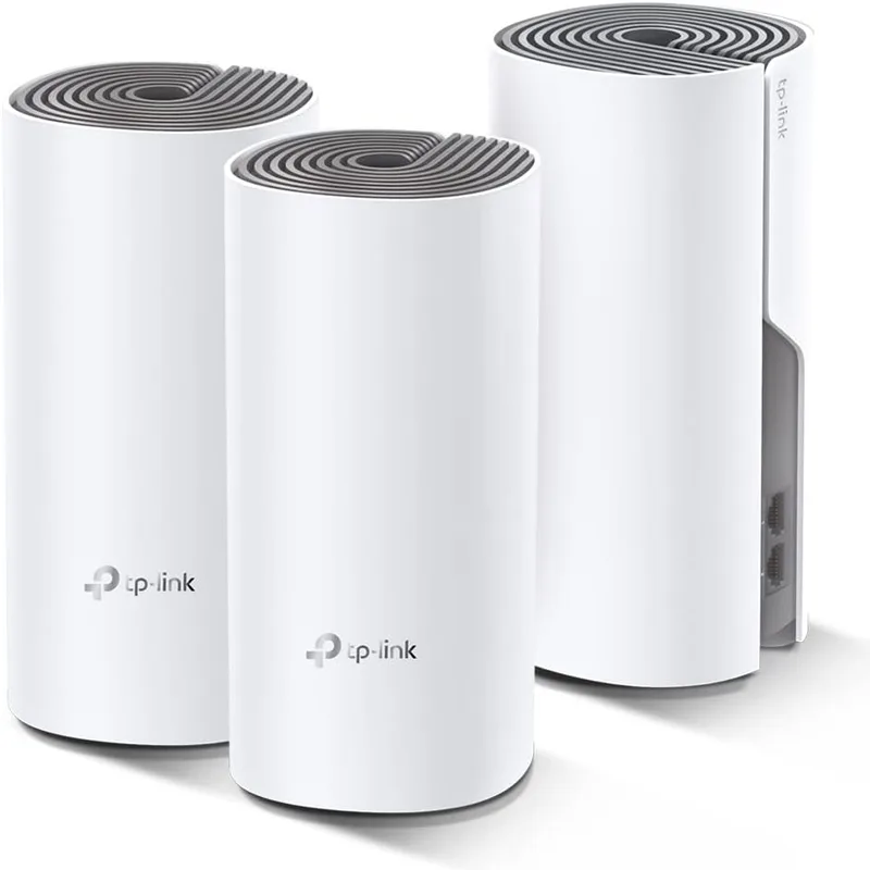 TP-Link Deco E4 Mesh WLAN-set (3-pack), AC1200 Dual Band Router & Repeater (räckvidd upp till 370 m², perfekt för stora hus med flera enheter) Vit : Tp-Link