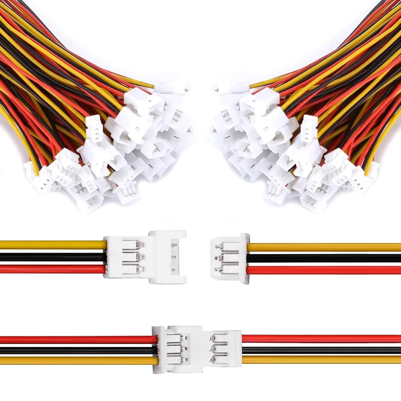 JST-kontakter Micro JST 1,25 mm 3-stifts hane och hona kontaktkontakt med ledningar kablar