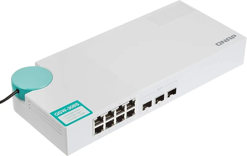 Qnap Qsw-308S-US 10 GbE-switch med 3-port 10G TVS-+ och 8-portars gigabit ohanterad switch
