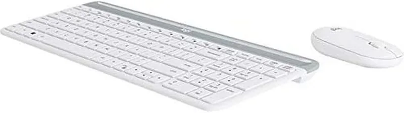 Logitech MK470 Slim Combo Set med trådlöst tangentbord och mus med 2,4 GHz anslutning via nano USB-mottagare, 10 m räckv
