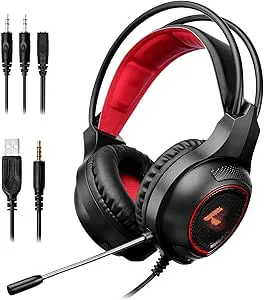 LYCANDER Gaming headset med mikrofon LED-lampa