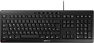 CHERRY STREAM KEYBOARD, Trådbundet Tangentbord, Tysk Layout (QWERTZ), Viskande Tyst Tangenttryckning, Unik Skrivkänsla, Platt Design, GS-Certifikat, Svart