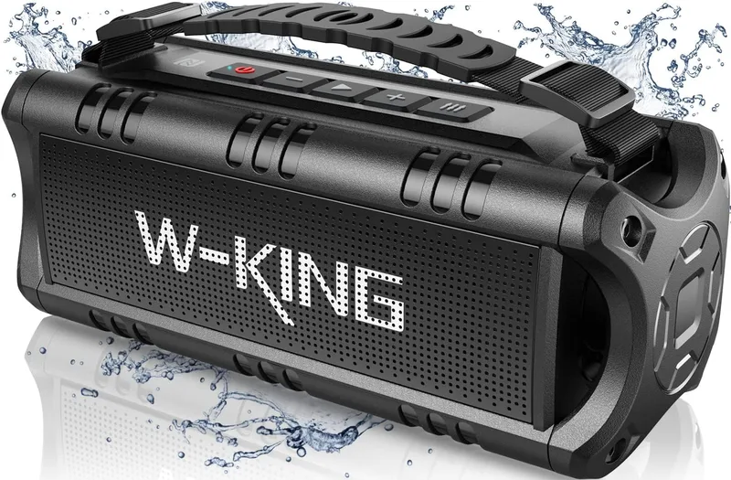 W-KING Bluetooth Speaker, 30W Portable Wireless Speaker, Waterproof, Powerful Base, TF Card, USB Playback for Home, Part