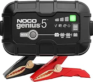 NOCO GENIUS5EU, 5A Helautomatisk Smart Laddare, 6V och 12V Batteriladdare, Batteriunderhållare, Underhållsladdare och Batteridesulfator med Temperaturkompensation