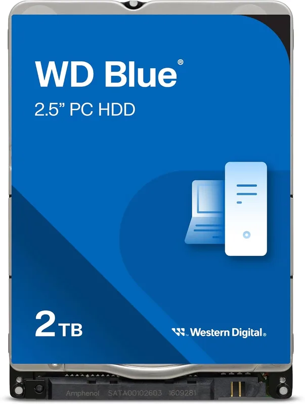 WD Blue 2TB Mobil intern 2.5" hårddisk, 5400 varv/minut, SATA 6 GB/s, 128MB Cache