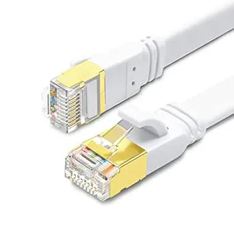 Yauhody Ethernet Kabel Cat 8 6m Platt, 40Gbps 2000MHz, Dubbelskärmad S/FTP, Guldpläterade RJ45-kontakter Nätverkskabel, Cat7/Cat6 Kompatibel, för PS5, TV, Xbox, Router, POE (Vit)