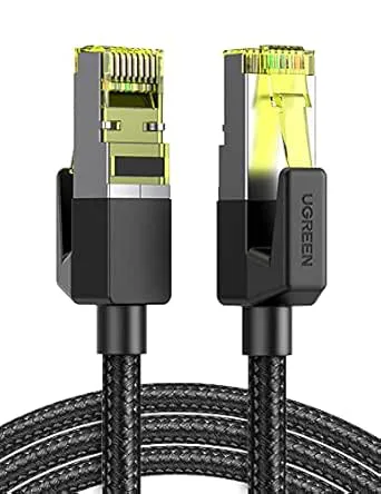 UGREEN Cat7 RJ45 Ethernet Kabel Nylon 10Gbps 600MHz FTP Kompatibel med Router Modem PS5 Xbox One Switch Smart TV etc. (2M)