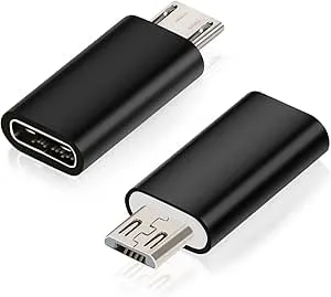 BabyElf USB C-adapter (2-pack), USB typ C hona till Micro USB hane, stöder datasynkronisering, kompatibel med Galaxy S7/S7 Edge, Nexus 5/6 och andra Micro USB-enheter