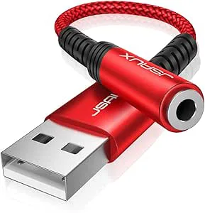 JSAUX USB till 3,5 mm-jack-ljudadapter, TRRS 4-stifts