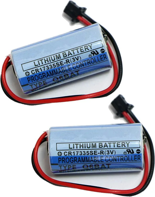 Ersättning 2 st 3 V CR17335SE-R PLC batteri kompatibelt med Mitsubishi Q172HCPU, Q173HCPU, Q6BAT, CR17335SE-R CR2/3A CNC-system Q02CPU Q02HCPU Q06HCPU