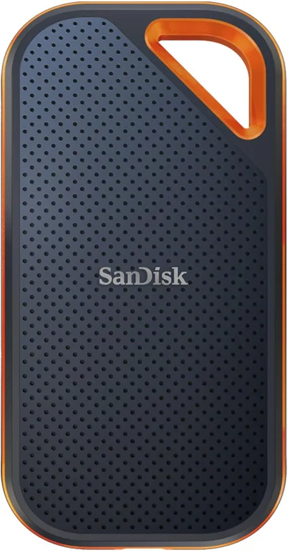 SanDisk 1TB Extreme PRO Bärbar SSD, Extern NVMe Solid State-enhet, upp till 2000 MB/s, IP65-klassad damm- och vattenbeständighet, 256 bitar AES hårdvarukryptering, Svart