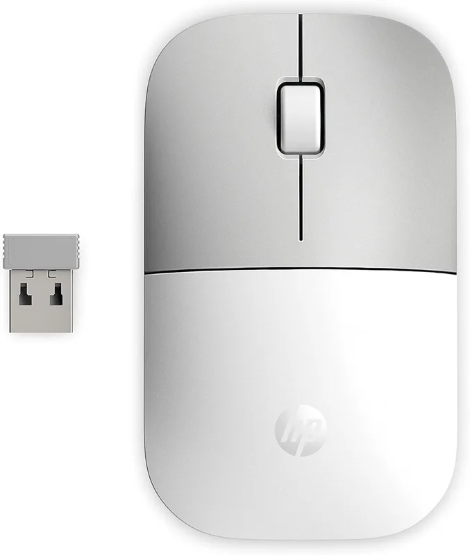 HP Z3700 Trådlös mus, exakt sensor, blå LED-teknik, 1200 DPI, 3 knappar, rullhjul, 2,4 GHz trådlös USB-mottagare ingår, Praktisk och bekväm design, ke