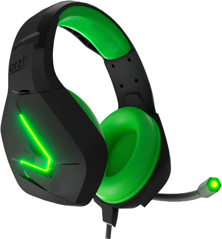 Orzly hörlurar PC spelheadset för PS5 PS4 Xbox One Nintendo Switch brusreducering, Over-Ear, PS5-headset med LED-lampor,