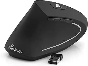MediaRange Ergonomisk 6 Knappar Trådlös Mus med optisk sensor Vänsterhänt, Svart