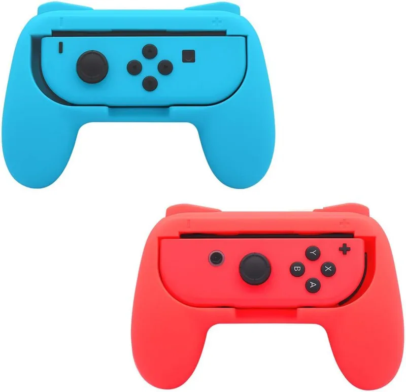 INF Grips kompatibla med Nintendo Switch Joy-Con, Grips för Joy-Con kontroller, 2 pack, färg röd/blå