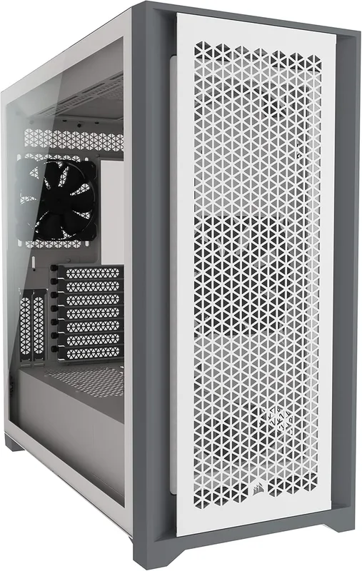 Corsair 5000D AIRFLOW Härdat Glas Mitt-Torn ATX-Fodral (Högt Luftflöde Frontpanelen, Corsair RapidRoute Kabelhanteringssystem, Två Ingår 120mm Fläktar, Moderkort Fack med Fläkt Fästen) Vit