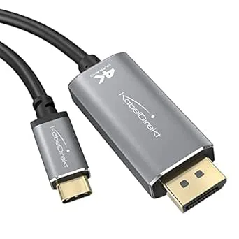 KabelDirekt – 2m – USB-C- till DisplayPort-adapter och kabel (4K/2160p/60Hz – Notebook, smarttelefoner, surfplattor för anslutning till stora bildskärmar – DP, Thunderbolt 3/USB-C 3.1)