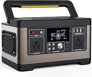 Bärbar solgenerator, 520Wh kapacitet, ren sinusvåg AC-uttag,230V EU-uttag