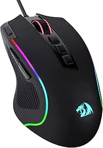 Redragon M612 Predator RGB Gaming Mouse 8000DPI trådbunden optisk mus med 11 programmerbara knappar och 5 bakgrundsbelysningslägen, programvara stöder DIY Keybinds Rapid