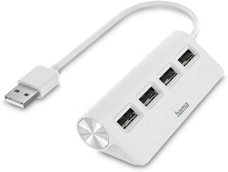 USB 2.0 Hama Hub med 4 portar vit