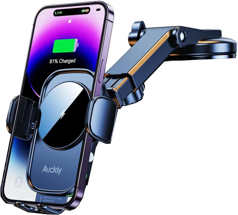 Auckly 15 W snabb trådlös billaddare mobiltelefonhållare