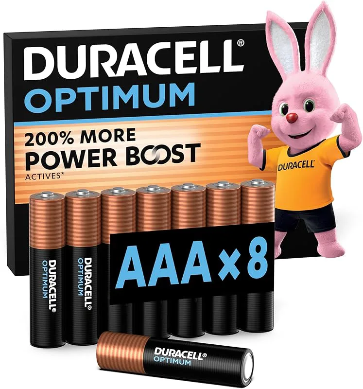 DURACELL Optimum AAA-batterier (8-pack​) – Alkaliska batterier 1,5 V – 200 % mer Power Boost-material – Uppfyller modern