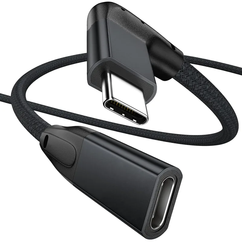UseBean Rätvinkel USB C Förlängningskabel 1,8M, 90 Degree USB C 3.1 Gen 2 10Gbit/s Hane till Hona typ C 4K Video Förlängningssladd