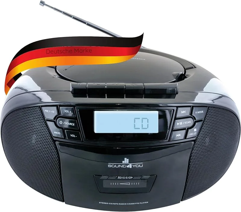 SCHWAIGER -658026- Bärbar CD-spelare med kassett och radio