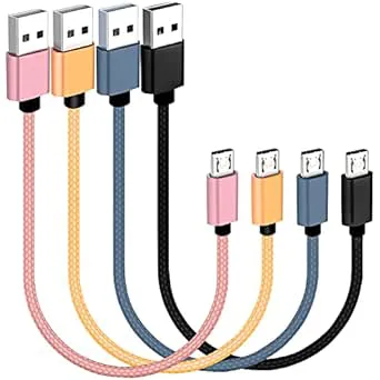 SUMPK 20 cm kort mikro-USB-kabel 4-pack