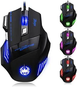 zelotes Gaming Mus,7200DPI 7 Knappar Spelmus,USB Optisk