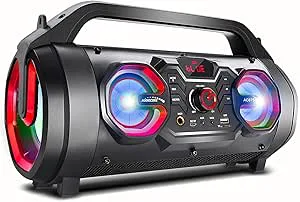 Audiocore AC875 Bazooka Bärbar Bluetooth-Högtalare Boombox 30W (20W + 5Wx2) IPX4 Stänkskyddad/Radio/microSD/Aux-In/USB/Belysning/Mikrofonport/Fjärrkon