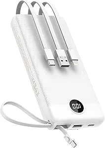 VEEKTOMX 20000mAh externt batteri med inbyggda kablar