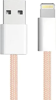 APM iPhone-kabel, iPhone-laddare [Apple MFi-certifierad], rosa flätad nylon, USB-snabbladdning, Lightning-kontakt, extremt hållbar, kabel för iPhone 1