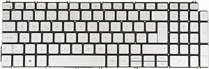 Nordiskt svenskt finska danska norska tangentbord för Dell Inspiron 7590 2in1, 7591 2 i 1, Vostro 7590, Latitude 3510 0XMP7D bakgrundsbelyst silver in