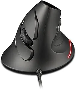 Zelotes Trådbundna Mus,Ergonomisk Mus mus Med Handledsstöd,3200 DPI,6 Knappar Vertikal Mus,USB LED Optisk Mus Möss,Mouse för PC,Mac,Svart