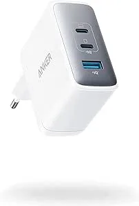 Anker 100W USB-C Laddningsblock (GaN II), 3-Portars Snabb Kompakt Väggladdare för MacBook, Dell XPS, iPad Pro, Galaxy S24, iPhone 16/15 och Fler Serier