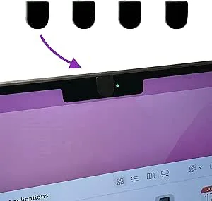 webcamshield 4 stycken kompatibla med MacBook Pro, tunn, mjuk, liten – utan rester, återanvändbar och rivtålig, ädel och diskret design, ogenomskinlig, kameraskydd, klistermärke (svart matta)