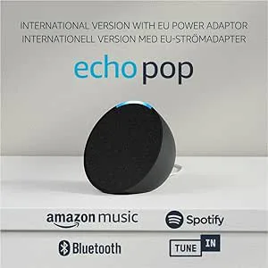 Echo Pop | Internationell version | Kompakt Wi-Fi- och Bluetooth-smarthögtalare med fullt ljud och Alexa | Charcoal | Svenska är inte tillgängligt