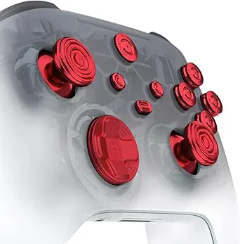 eXtremeRate 11 i 1 Anpassade Röd Metall Knappar för Xbox Series X/S Kontroller, Aluminiumlegering Dpad Start Tillbaka Dela Knapp, Utbyte av Tumstickor, ABXY Bullet Knappar för Hemmet för Xbox Core Controller