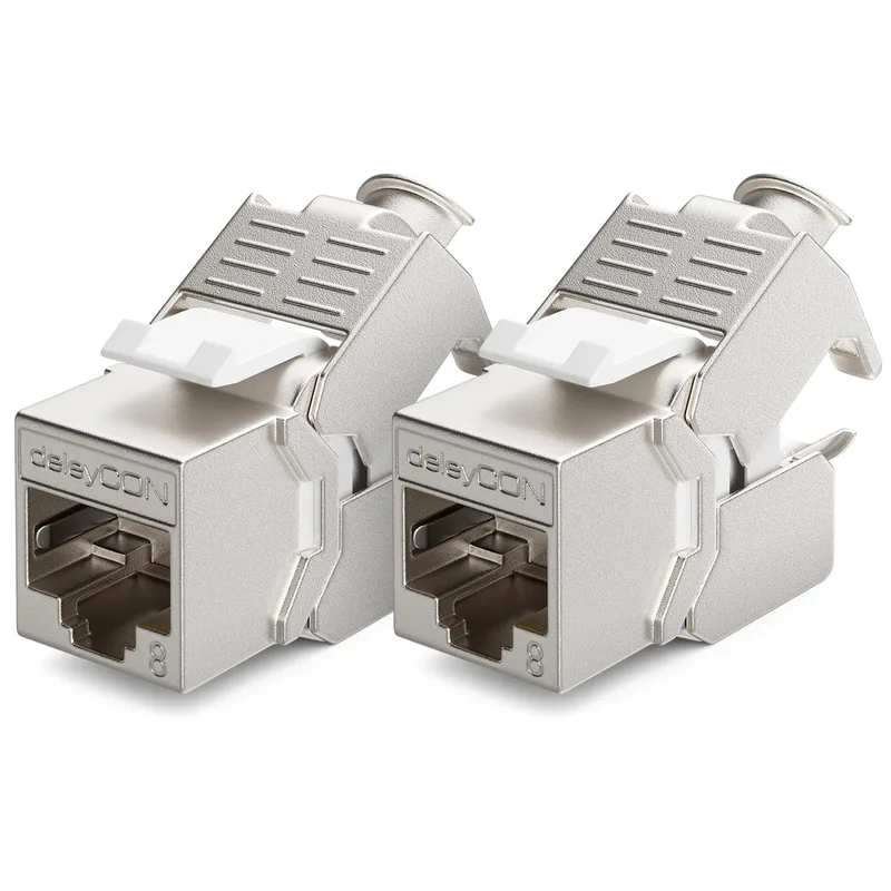 deleyCON 2x CAT 8 Keystone Jack-Modul Patch-Kabel