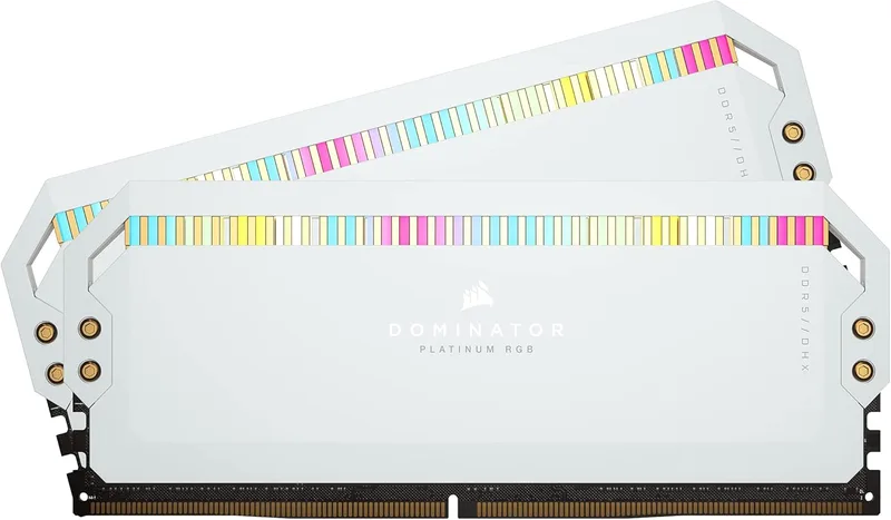 Corsair DOMINATOR PLATINUM RGB DDR5 64GB (2x32GB) 5600MHz C40 Desktop Memory (Integrated Voltage Regulation, Patented DHX Cooling, 12 Bright CAPELLIX RGB Lights, Optimized for Intel) White