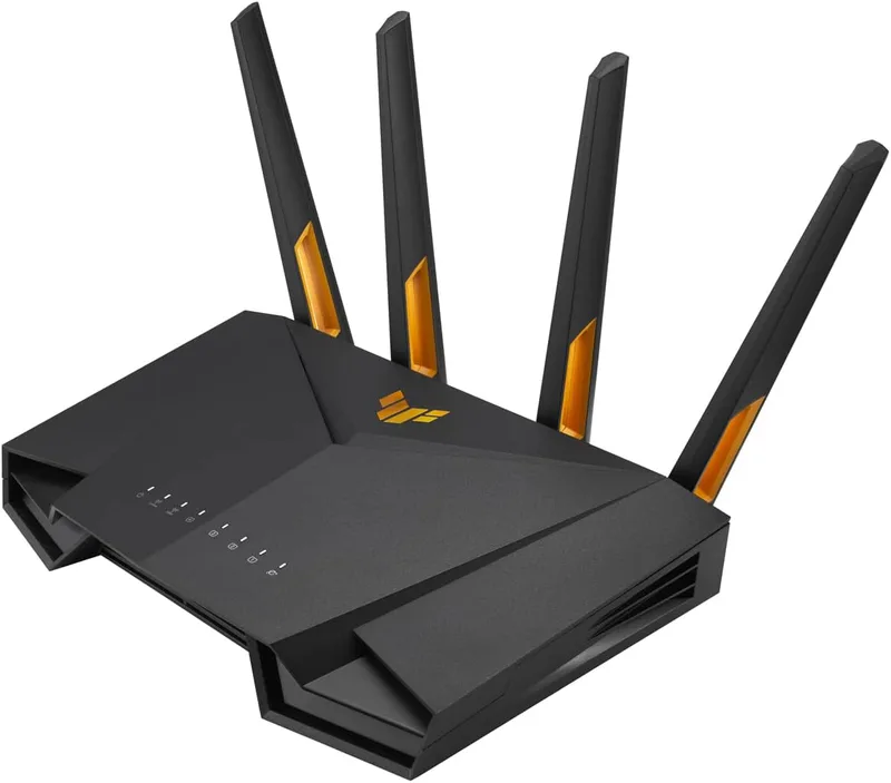 ASUS TUF Gaming AX3000 V2 Dual Band WLAN kombinerbar router (thhering som 4G och 5G-router-ersättare, WiFi 6, upp till 3000 Mbit/s, mobilspelläge, 2,5 Gbit/s port, AiMesh, AiProtection Pro)