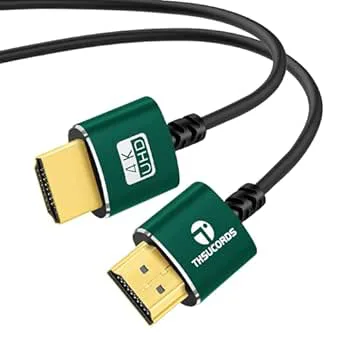 Thsucords Smal HDMI-kabel 2M, ultramjuk och tunn HDMI till HDMI-sladd extremt flexibel och smal HDMI-kabel stöder hög hastighet 4K@60Hz 18Gbps 2160p 1080p