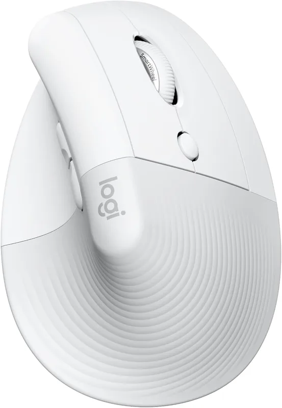 Logitech Lift Vertikal ergonomisk mus, trådlös, Bluetooth eller Logi Bolt USB-mottagare, ljudlösa klick, 4 knappar, komp
