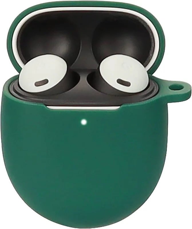 GIOPUEY CiSilikonfodral kompatibelt med Google Pixel Buds Pro/Buds Pro 2, ultratunt mjukt fodral, slim fit, anti-fall, inte lätt att smutsa – armégrön