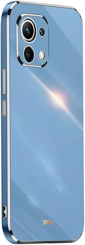 EASSGU [Elektropläterad ram telefonfodral för Xiaomi MI 11 Lite/11 Lite 5G/11 Lite 5G NE, mjuk TPU silikonfärg 6,5 tum skyddsfodral marinblå