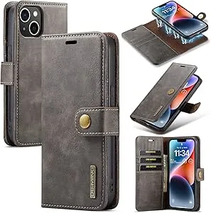ZORSOME DG.MING för iPhone 14 Plus äkta läder plånboksfodral